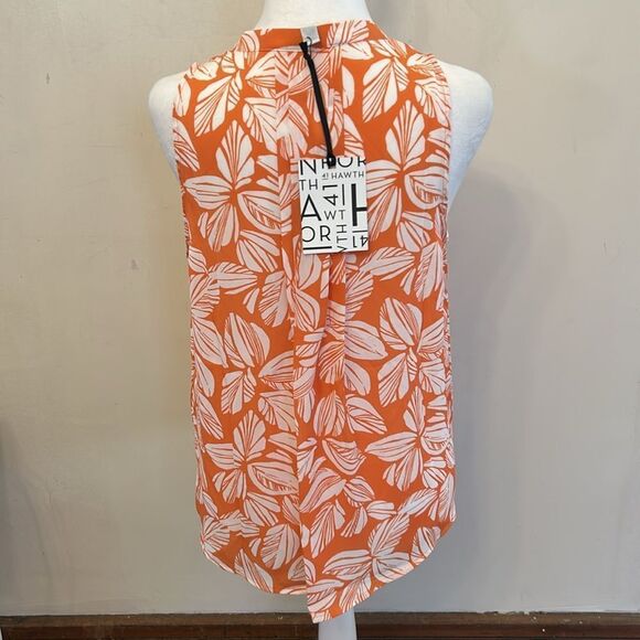 41 Hawthorn orange white leaf pattern sleeveless blouse Size S New - Picture 7 of 10